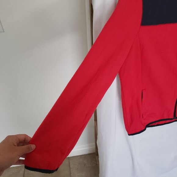 Woman Emily B Red with Navy Blue Full Zipper Turtle Neck with Pockets Size XL - Picture 8 of 14